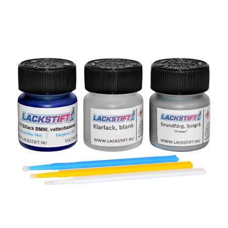 Lackstift 1K Billack - Kit Standard - 30 ml färg 30 ml klarlack 30 ml primer 6 st mikropenslar